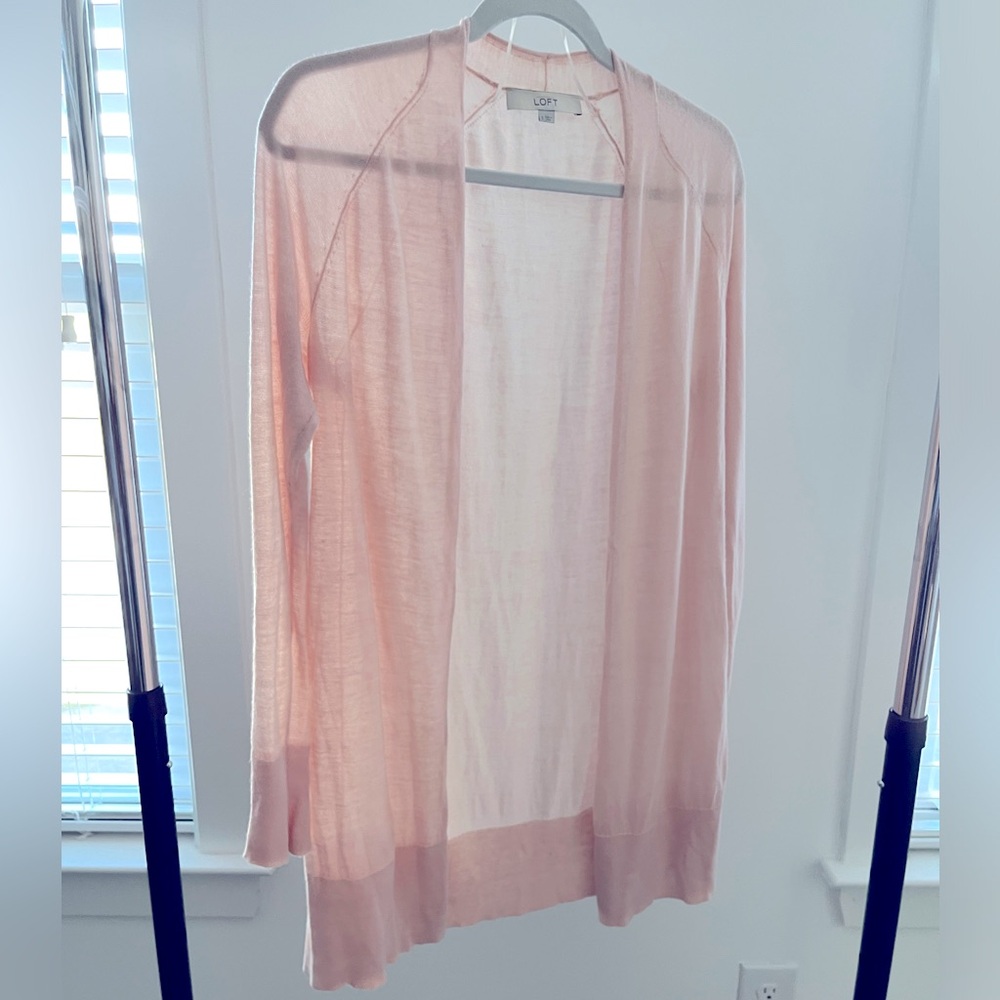 Light pink open cardigan from LOFT. Size small